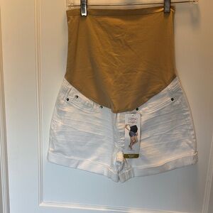 Signature by Levi Strauss NWT White Denim Maternity Shorts XS Over the Bump